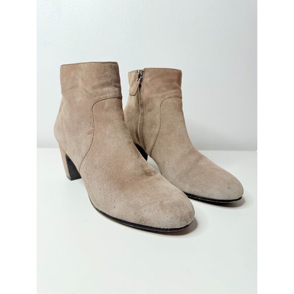 Eileen Fisher Ankle Taupe Suede Booties Ankle Boots Sz 7.5 (water marks) - Picture 1 of 9